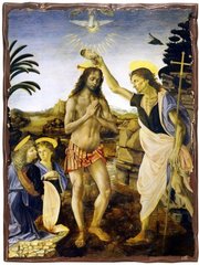 Картина на дереве Крещение Господне (Леонардо Да Винчи)