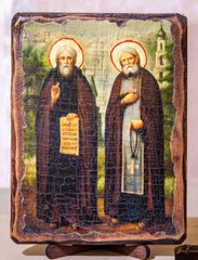 Икона Серафим Саровский. и Сергий Радонежский (на дереве) 170*230