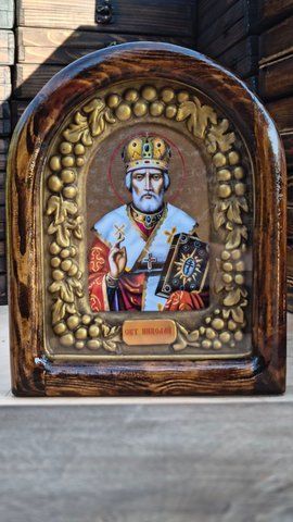 Ікона святого Миколая Чудотворця у дерев&rsquo;яному футлярі 20&times;25 см