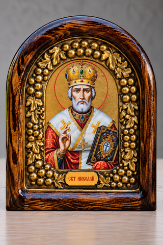 Ікона святого Миколая Чудотворця у дерев&rsquo;яному футлярі 20&times;25 см
