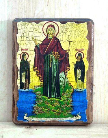 Ікона Печерська Богородиця, православна ікона, ікона на дереві, ручна робота, купити ікону в магазині "Мирянин".