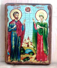 Икона Адриан и Наталия святые мученики (на дереве) 170*230 мм