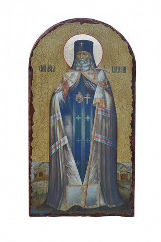 Храмова ікона Святого Луки Кримського 60&times;120 см на дереві ручної роботи з літографією та сургучною печаткою Афону
