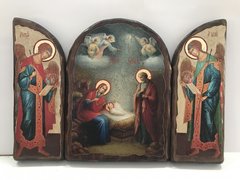 Ікона складень Різдво Христове з архангелами Михайлом і Гавриїлом