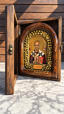 Ікона святий Миколай 20*25 см-подарункова в окладі під склом