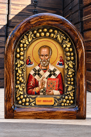 Ікона Святий Миколай 20&times;25 см у футлярі під склом