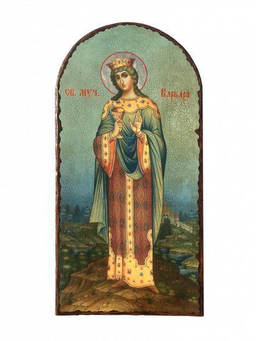 Храмова ікона Святої Великомучениці Варвари 60&times;120 см на дереві ручної роботи з літографією та сургучною печаткою Афону