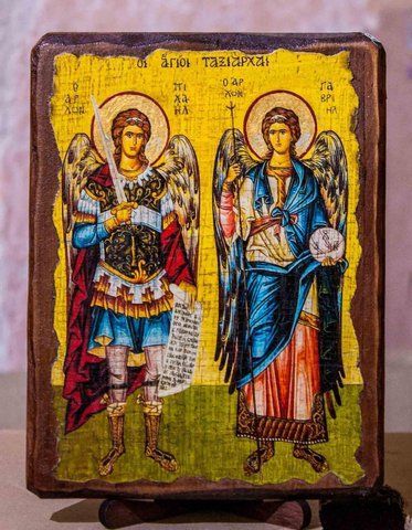 Ікона архангелів Михаїла та Гавриїла на дереві 17&times;23 см