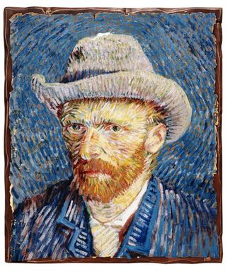 Картина на дереве автопортрет в шляпе (Ван Гог)