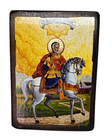 Ікона святого Міна на дереві 17&times;23 см