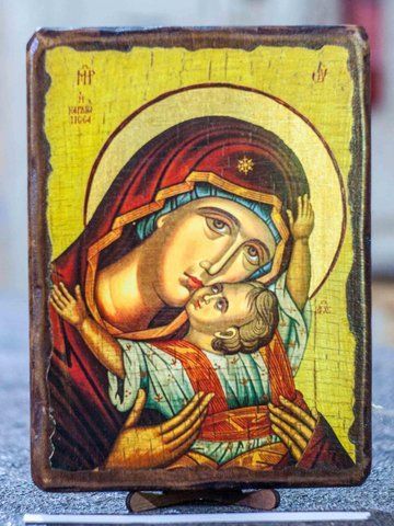 Ікона Кардіотиса Пресвятої Богородиці на дереві з сусальним золотом