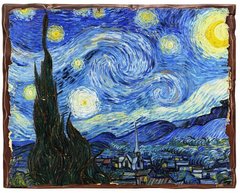 Картина на дереве Звездная ночь (Ван Гог)