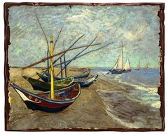 Картина на дереве Рыбацкие лодки (Ван Гог)