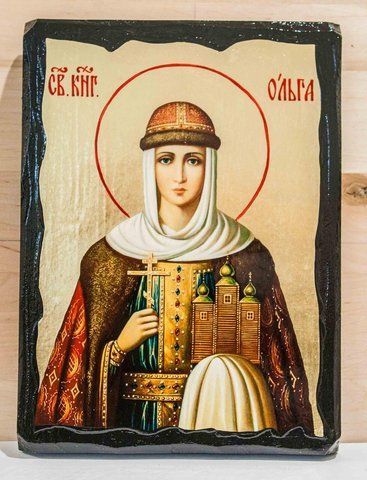 Ікона святої рівноапостольної Ольги у золоті на дереві MIRIANIN