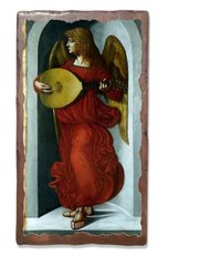 Картина на дереве Ангел в красном с лютней (Леонардо Да Винчи)