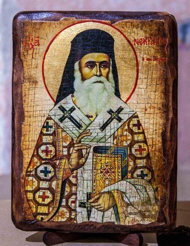 Ікона святителя Нектарія на дереві 17&times;23 см